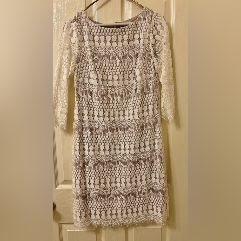 Elegant Lace Dress in Cream and White